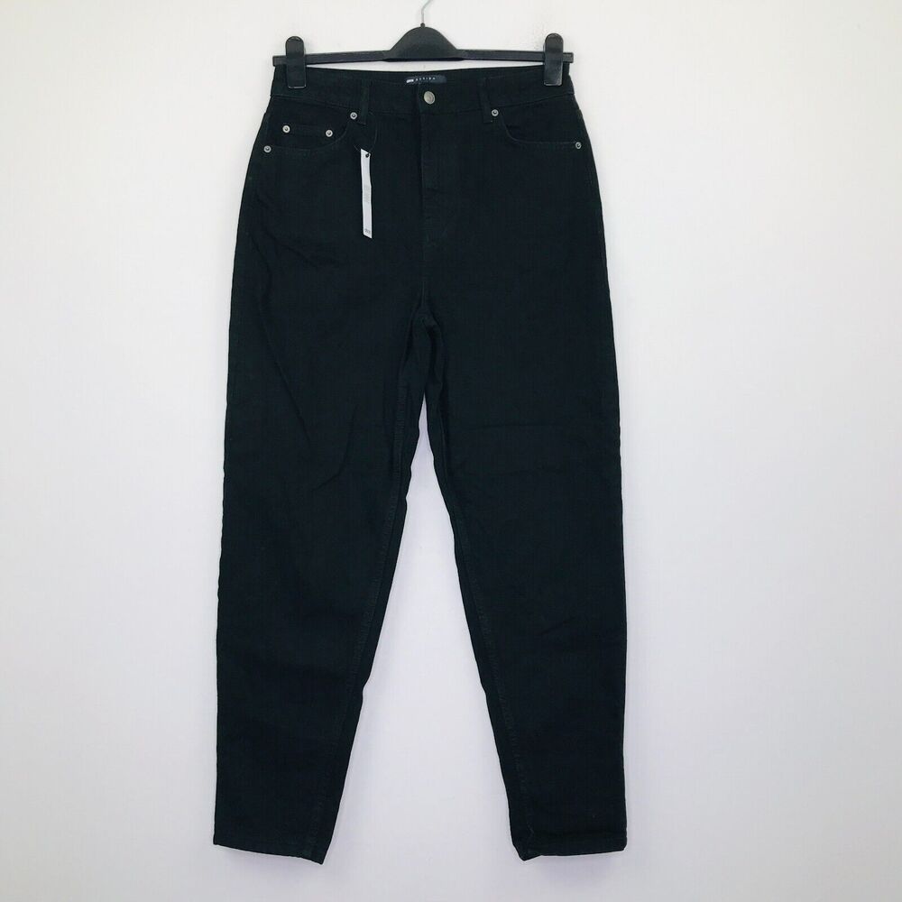 ASOS Women's 28x30 Jeans Black Mom Tapered Leg High Waist Solid Cotton NWT A
